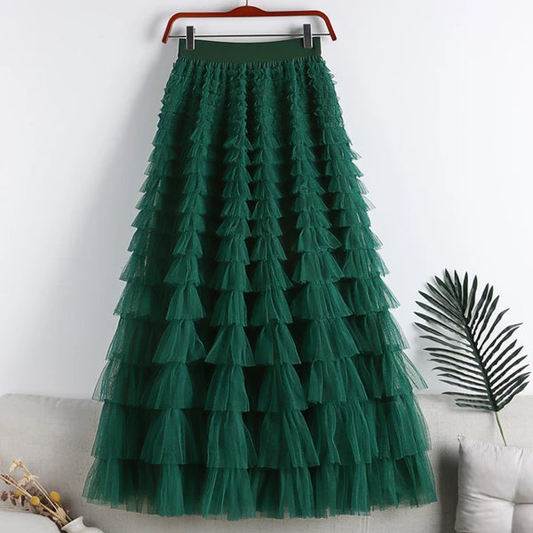 Feather High Waisted Tulle Skirt