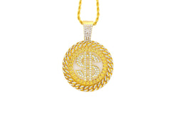 Embossed Round "$" Pendant Chain