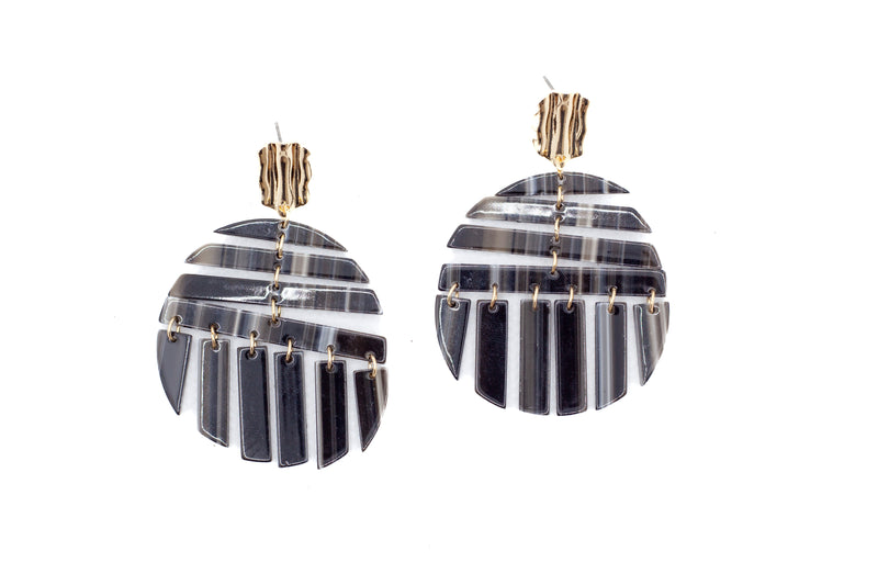 Round Geometric Drops Earrings