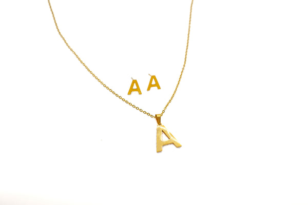 Stainless Steel Letter Necklace Set