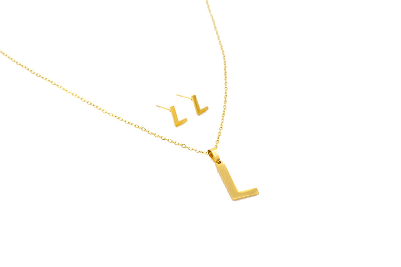 Stainless Steel Letter Necklace Set