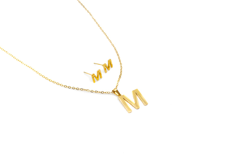 Stainless Steel Letter Necklace Set