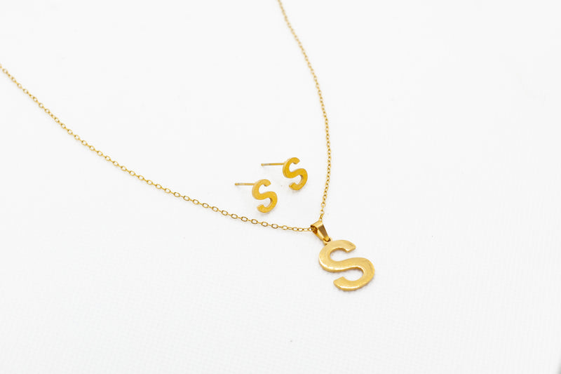 Stainless Steel Letter Necklace Set