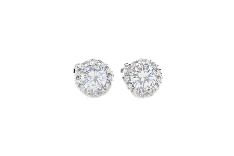 Encrusted Round Zirconia Earring Studs