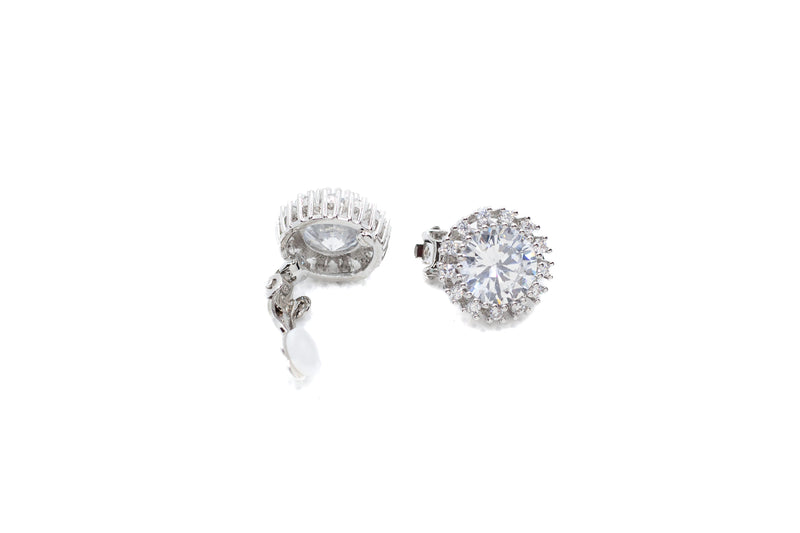 Encrusted Round Zirconia Earring Studs