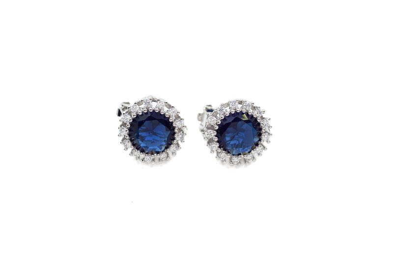 Encrusted Round Zirconia Earring Studs