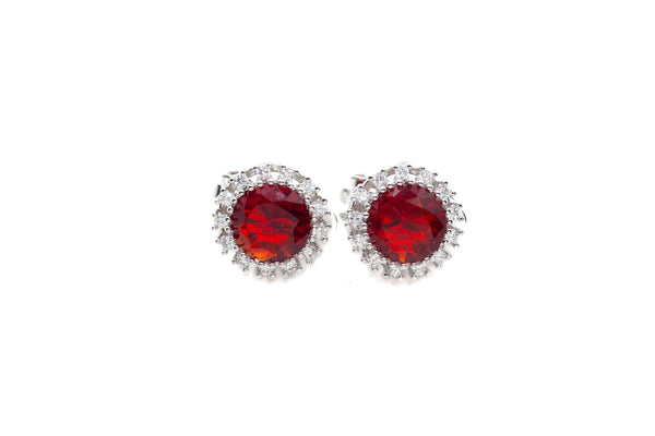 Encrusted Round Zirconia Earring Studs