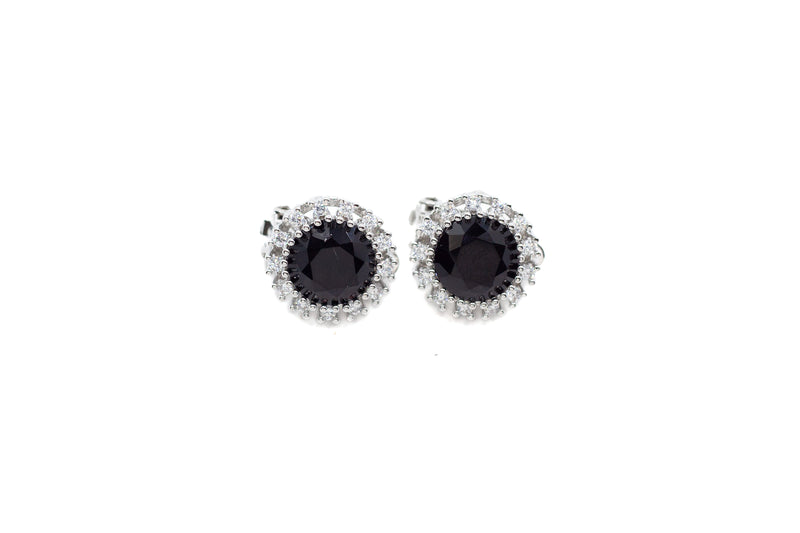 Encrusted Round Zirconia Earring Studs