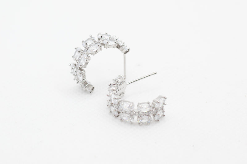 Baguette Zirconia Earring Hoops