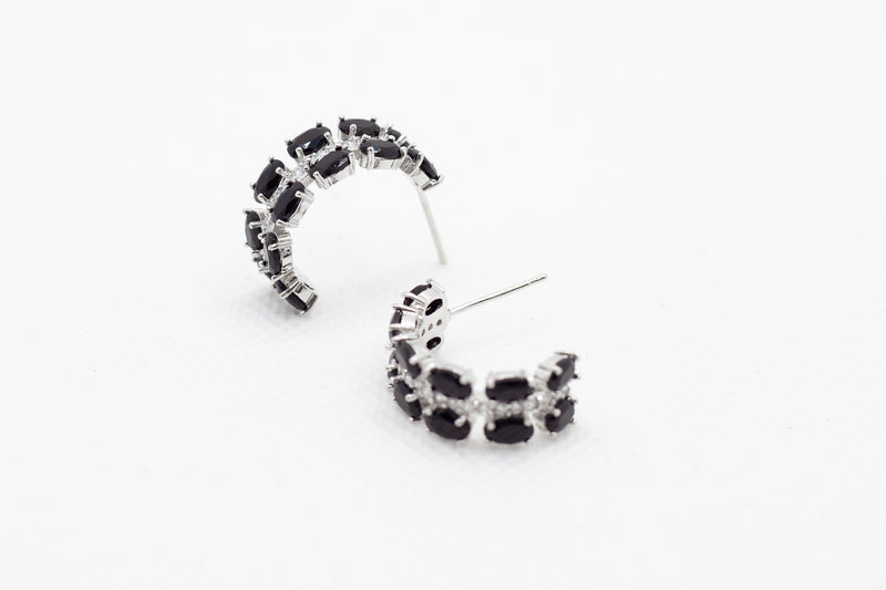 Baguette Zirconia Earring Hoops