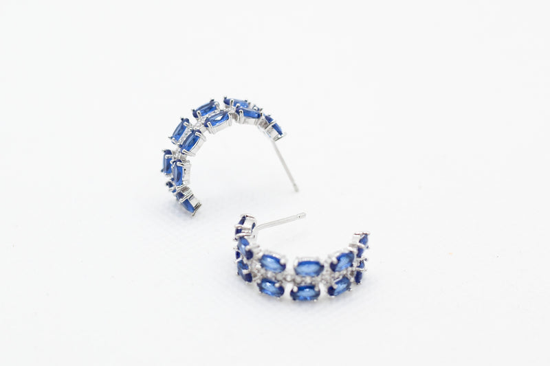 Baguette Zirconia Earring Hoops