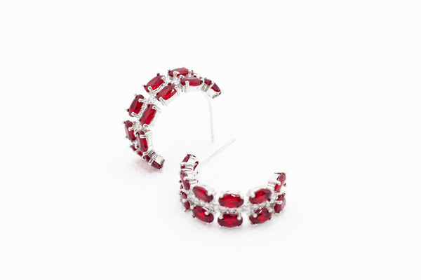 Baguette Zirconia Earring Hoops