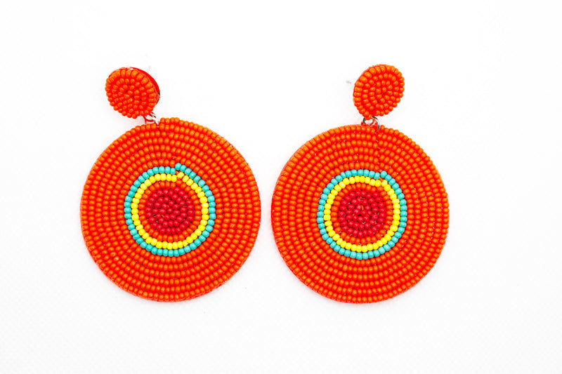 Bohemian Round Beaded Drop Earrings