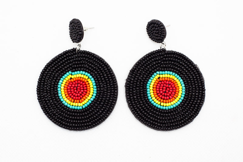 Bohemian Round Beaded Drop Earrings