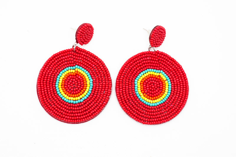 Bohemian Round Beaded Drop Earrings