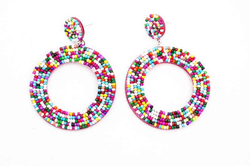 Bohemian Round Hole Beaded Earring Drops