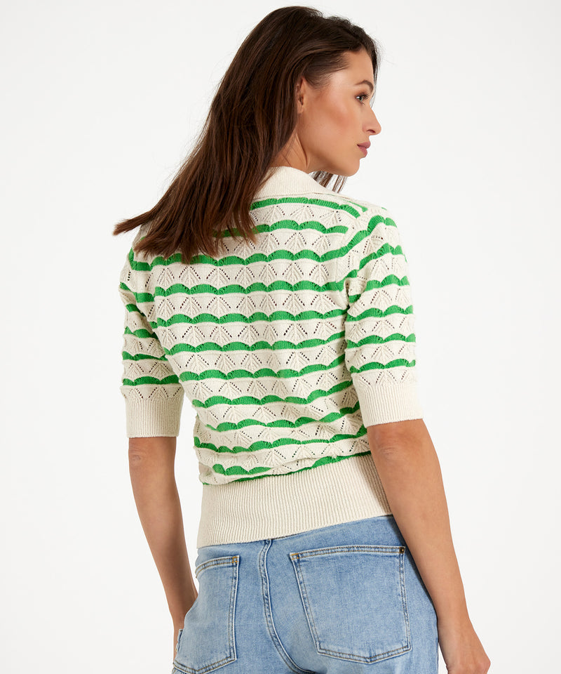 striped-knit cotton-blend jumper