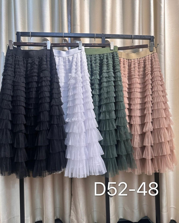 Feather High Waisted Tulle Skirt