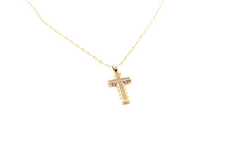 Silver/Rose Gold Plated Cubic Cross And Chain