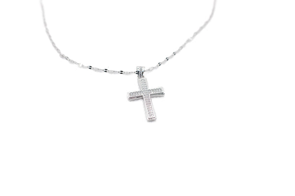 Sterling Silver Cubic Zirconia Pavé Cross Pendant