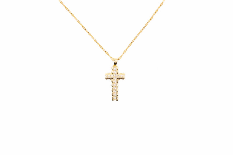 Silver/Rose Gold Plated Cubic Cross And Chain