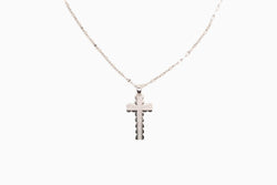 Silver/Rose Gold Plated Cubic Cross And Chain