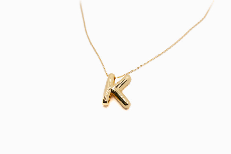 Stainless Steel Alphabet Pendant Necklace - K