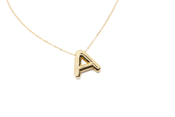 Stainless Steel Alphabet Pendant Necklace - A