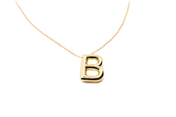 Stainless Steel Alphabet Pendant Necklace - B