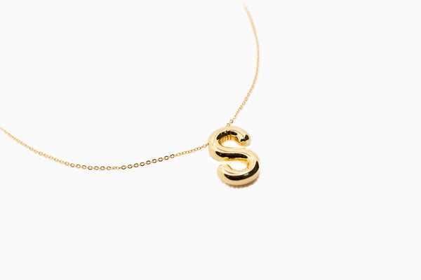 Stainless Steel Alphabet Pendant Necklace - S