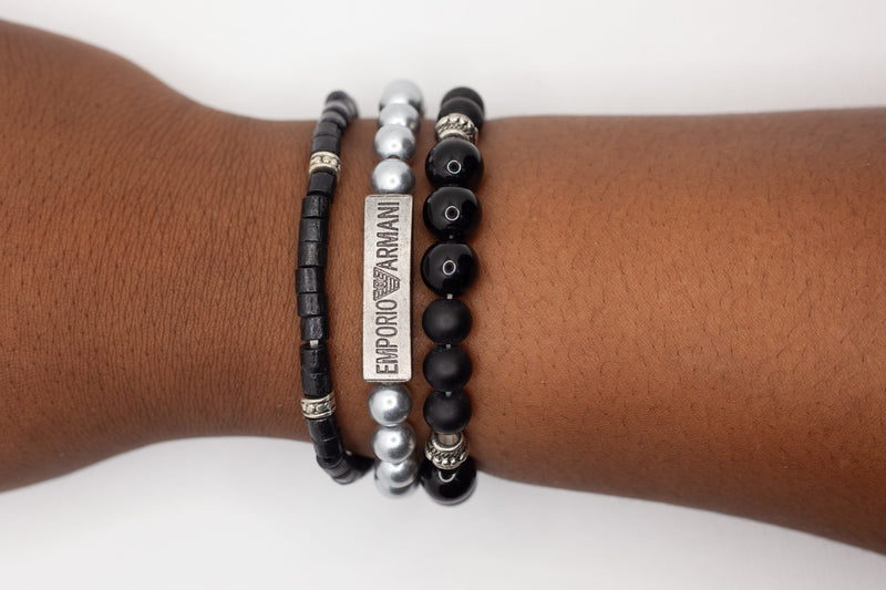 Black and Silver Style Beaded Bracelets