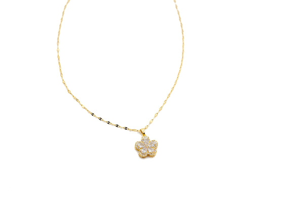 Zircon Gold Clover Pendant Necklace