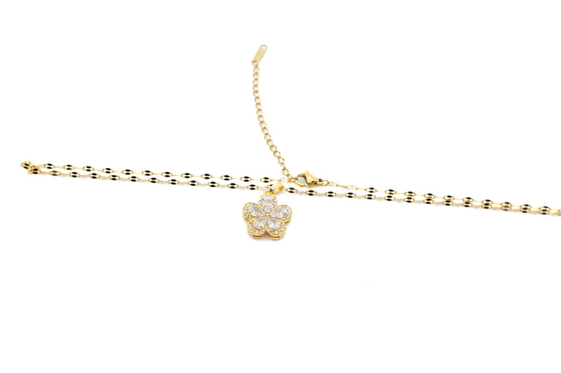 Zircon Gold Clover Pendant Necklace