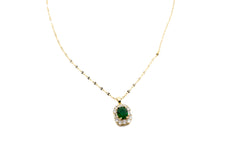 Simulated Emerald Pendant Necklace