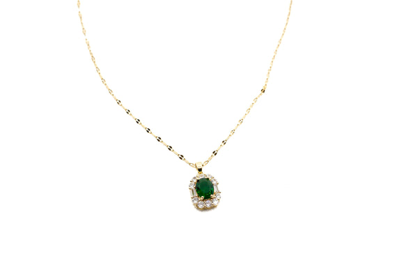 Simulated Emerald Pendant Necklace