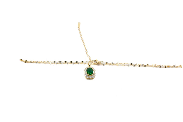 Simulated Emerald Pendant Necklace