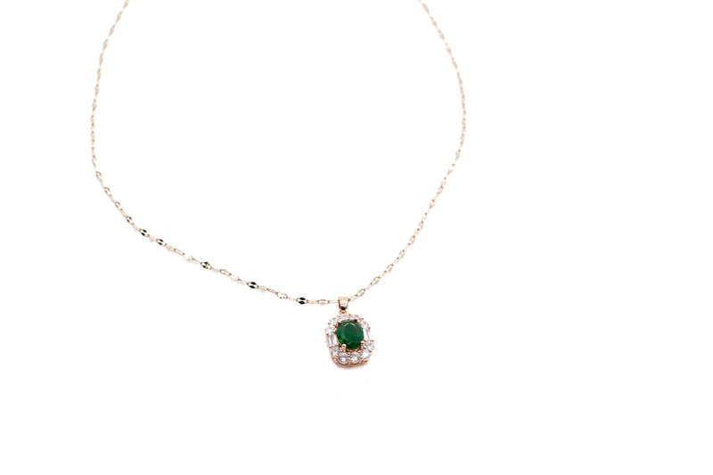 Simulated Emerald Pendant Necklace