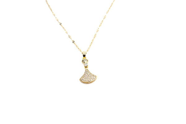 Peoria Gold-Plated Cubic Oxide Diamond Diamante Pendant Necklace