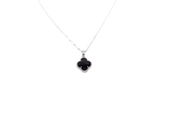 Black flower stainless steel necklace