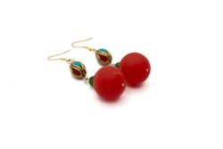 Imitation red coral turquoise drops